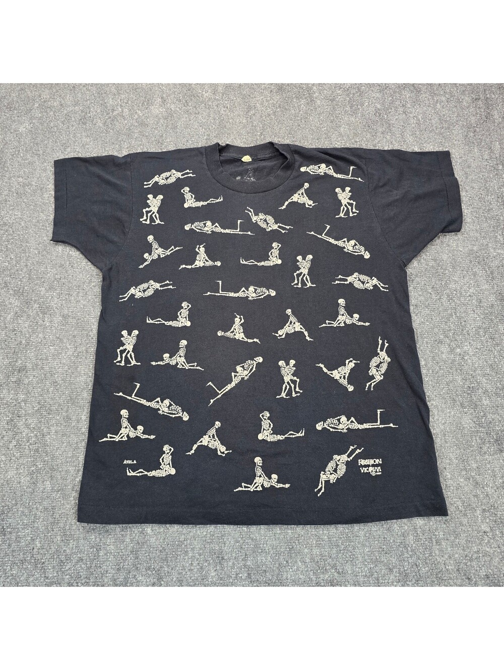 Fashion Victim Avila Skeleton Graphic T-Shirt Black XL USA Double Sided